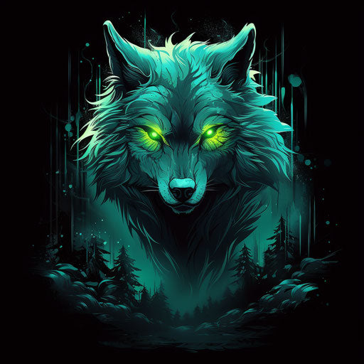 Wolf t-shirt illustration on black background