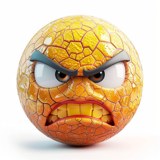 Realistic angry face clipart on flat white background