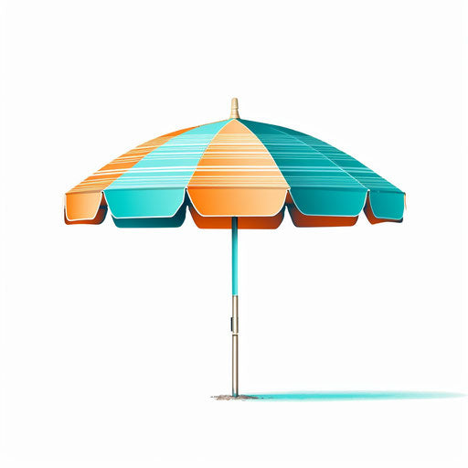 Beach umbrella clipart in Minimalist style, on white background