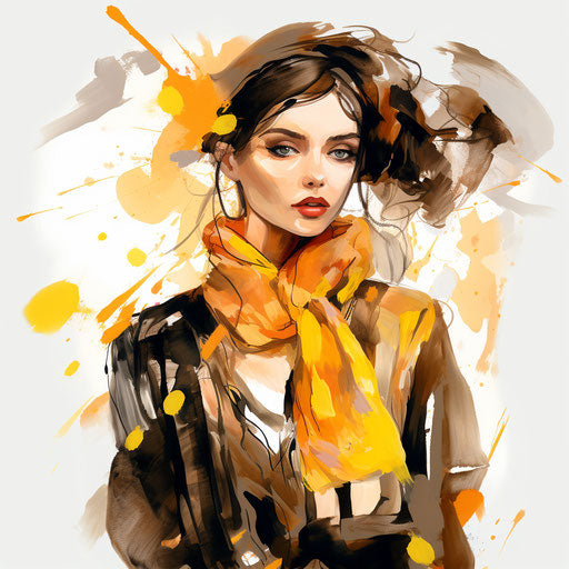 Fashion illustration in the style of oil painting, on a white background