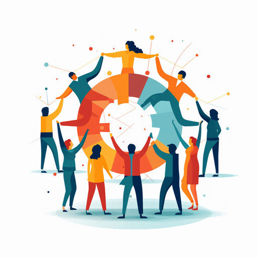 Minimalist teamwork illustration on white background