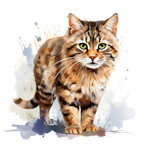 Wildcat illustration in the style of Oil painting, on white background