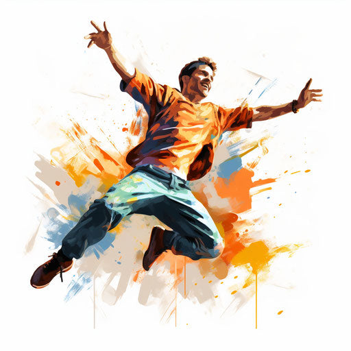 Jumping clipart in the style of Oil painting on a white background