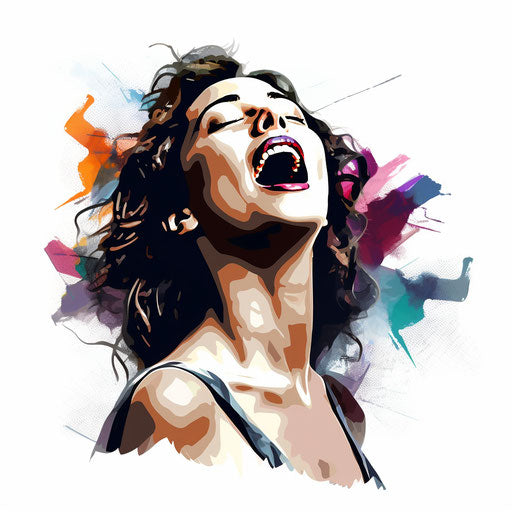 Singing clipart in the style of Chiaroscuro Art, on a white background