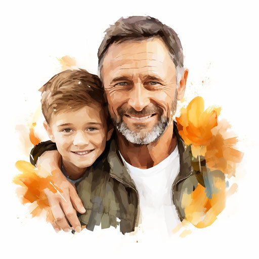 Father clipart in the style of Oil painting, on a white background