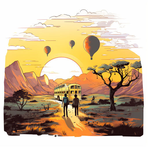 Field trip clipart in Chiaroscuro Art style