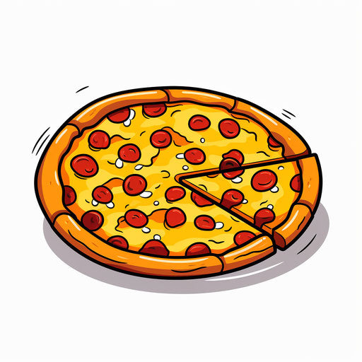 Minimalist style pizza illustration on white background