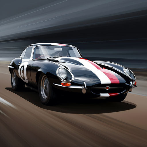Jaguar E Type Car Racing Stripes