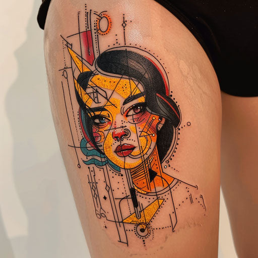 Retro pop art flat tattoo sketch with bright yellows