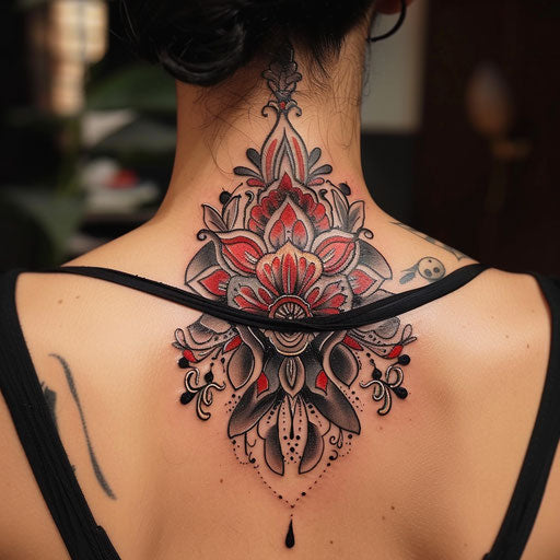 Neck tattoos for females with bold outlines