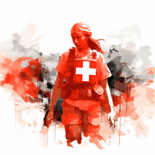 Red cross clipart in the style of Impressionistic Art, on a white background
