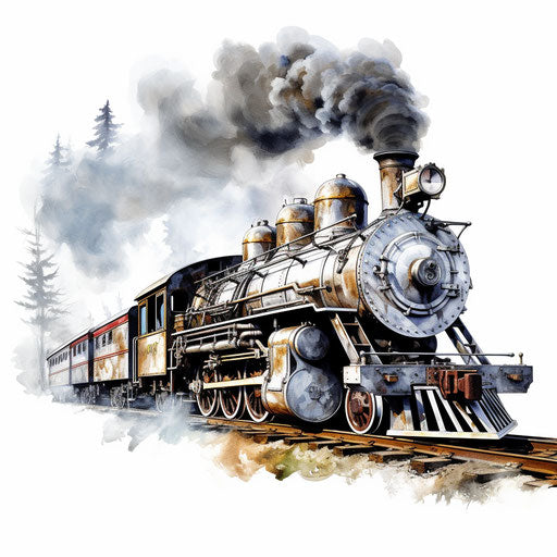 Steam clipart in Oil painting style, white background