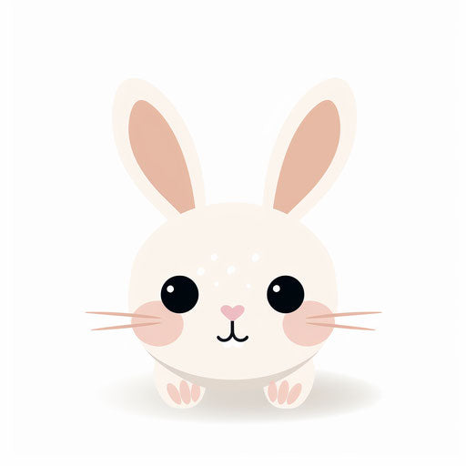 Minimalist style bunny illustration on white background