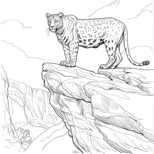 Black panther standing on a rocky cliff