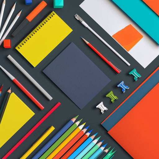 Stationery clipart in photo realistic style on a flat random background