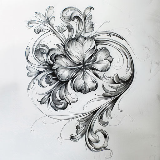 Sophisticated sketch of a clover with Art Nouveau style curves