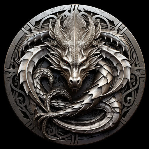 Celtic dragon tattoo design in aluminum gothic woodland style