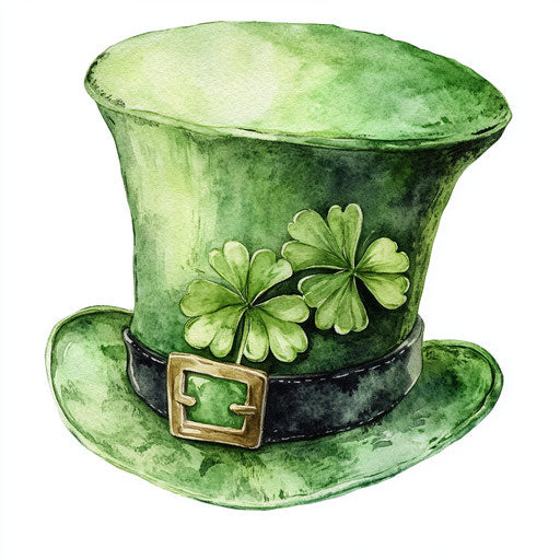 St. Patrick's Day hat watercolor on white background