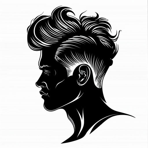 Stylish haircut silhouette with abstract elements