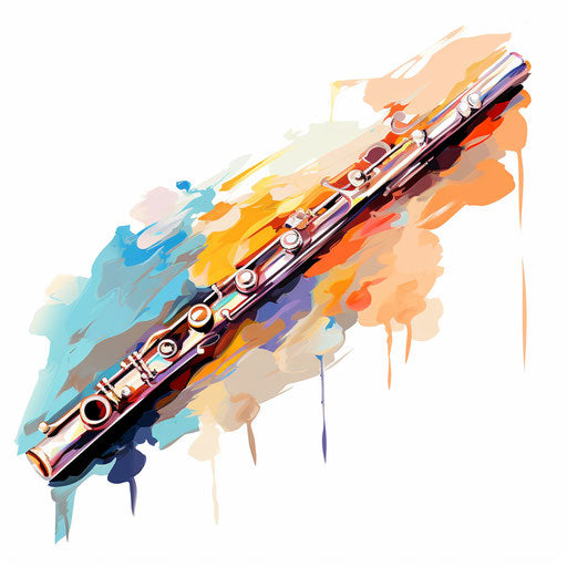 Flute in Impressionistic style, on white background
