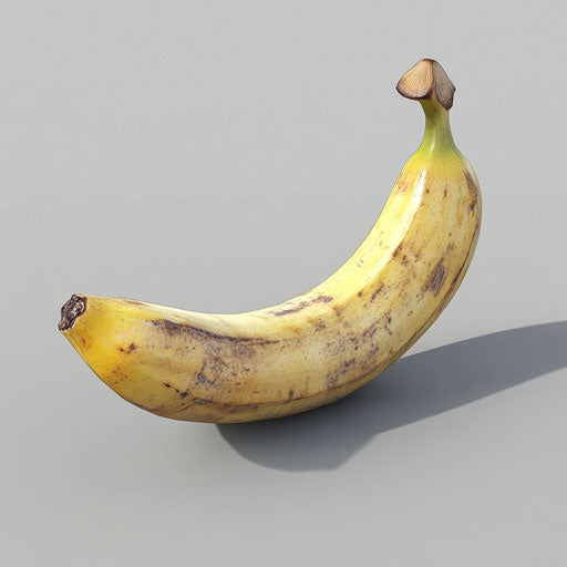 3D banana in photo realistic style on flat white background, isolated clipart