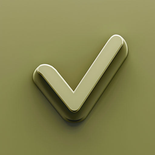 Checkmark clipart in a realistic depiction with a flat, muted olive background
