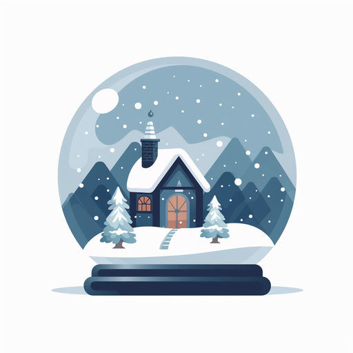 Minimalist style snow globe illustration on white background
