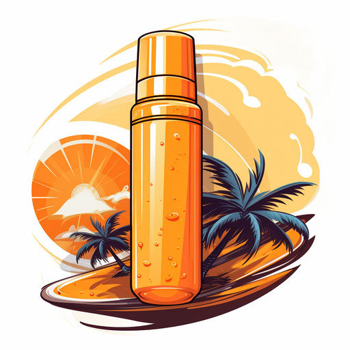 Sunscreen illustration in the style of Chiaroscuro Art, on white background