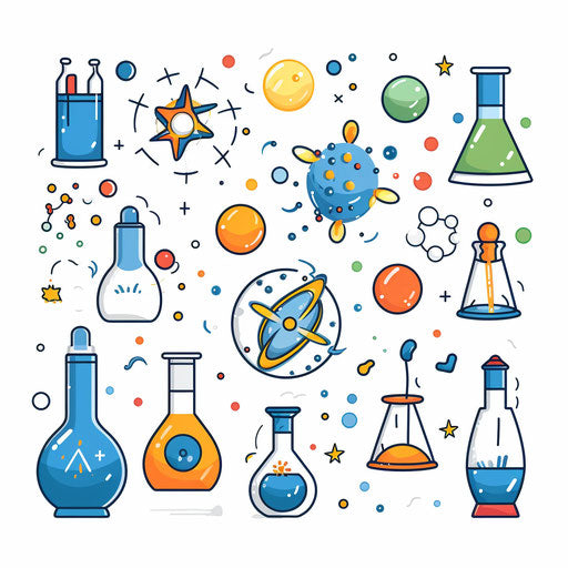 Science clip art in the minimalist style, on a white background