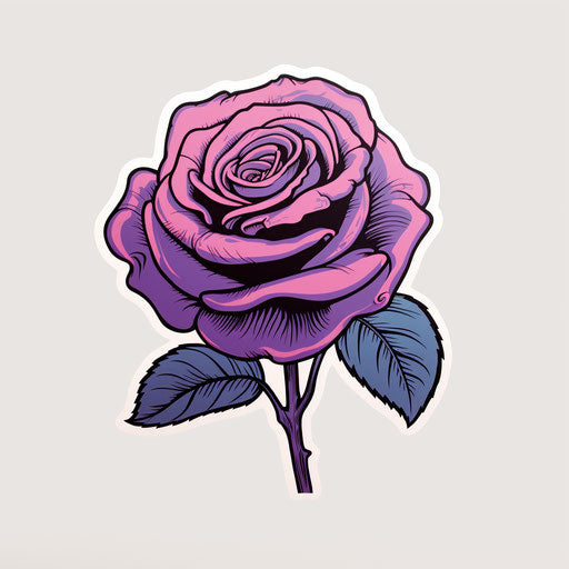 Pink rose on white, punk rock style, dark humor, pop art colors