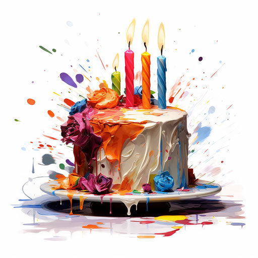 Happy birthday clipart in the style of oil painting
