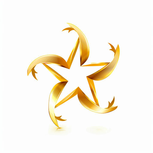 Golden star on white background, swirling vortexes, sparklecore, contrast