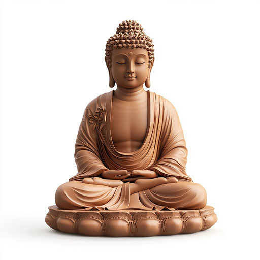 3D Buddha on white background, realistic style