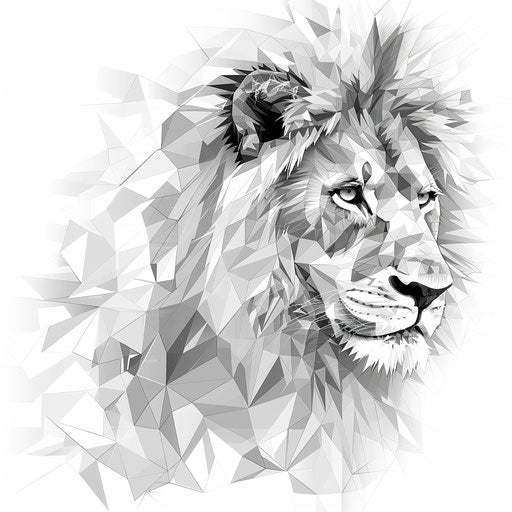 Vector illustration of a lion in line drawing, geometric aesthetics style