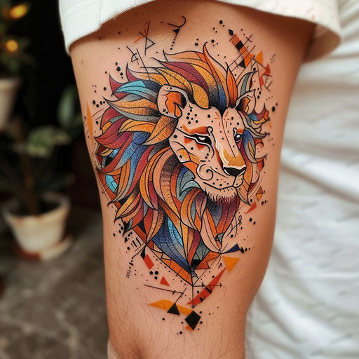 Bohemian tattoo sketch of the Leo constellation