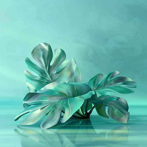 Realistic color clipart on a flat, serene aqua background