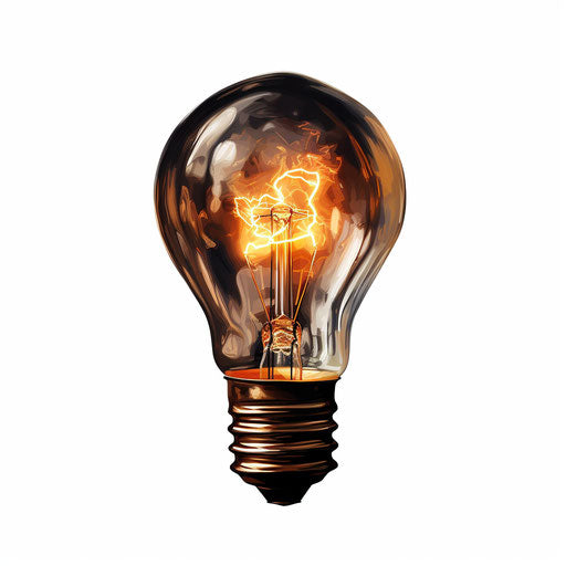 Lightbulb illustration in the style of Chiaroscuro Art, on white background