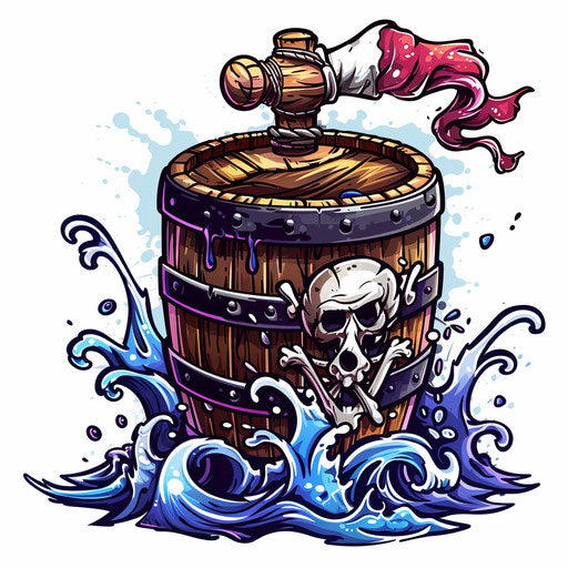 Illustration of a sailor's rum barrel tattoo