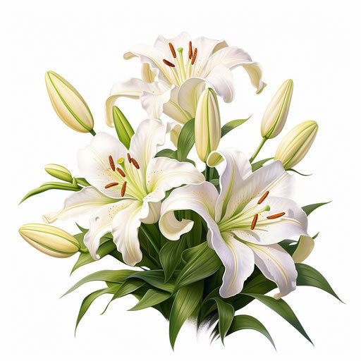Flower clipart in the style of oil painting, on a white background