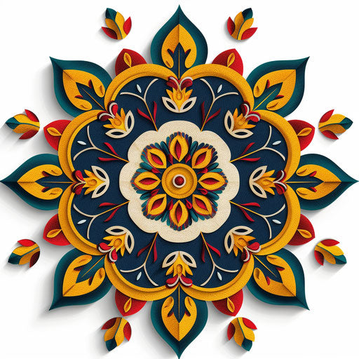 Photo-realistic rangoli clipart on flat white background