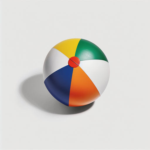 Realistic beach ball clipart on flat white background