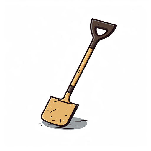 Minimalist shovel illustration, on white background