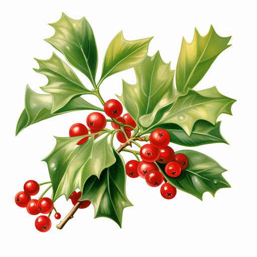 Mistletoe garland in the style of oil painting, on white background