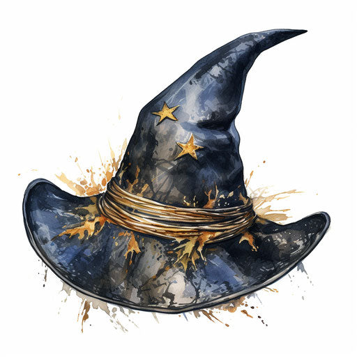 Witch hat clipart in the style of Oil painting, on white background