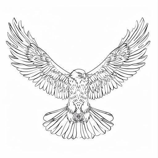Eagle outline with wide wings, perfect for kids