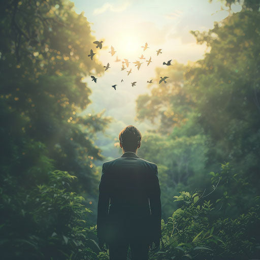 Businessman inspired in nature