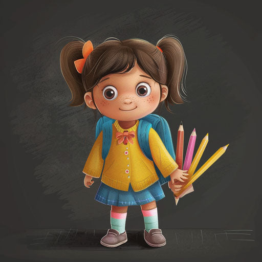 Realistic preschool illustration on dark background with dramatic contrast
