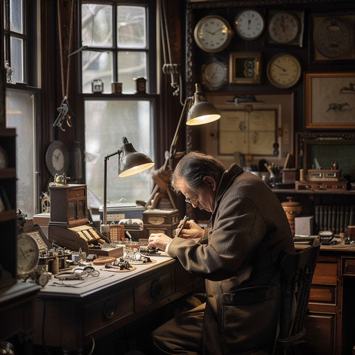 Meticulous work of a watchmaker in a studio