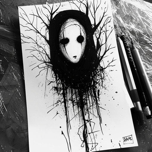 Bold Flat Tattoo Sketch of No-Face