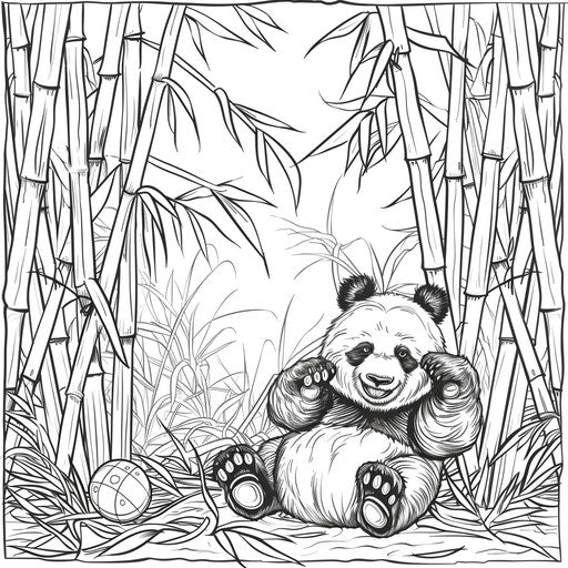 Playful panda in a bamboo forest